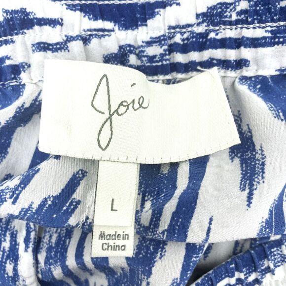Joie Layana Silk Shorts L Blue White Ikat Print EUC - Picture 9 of 11